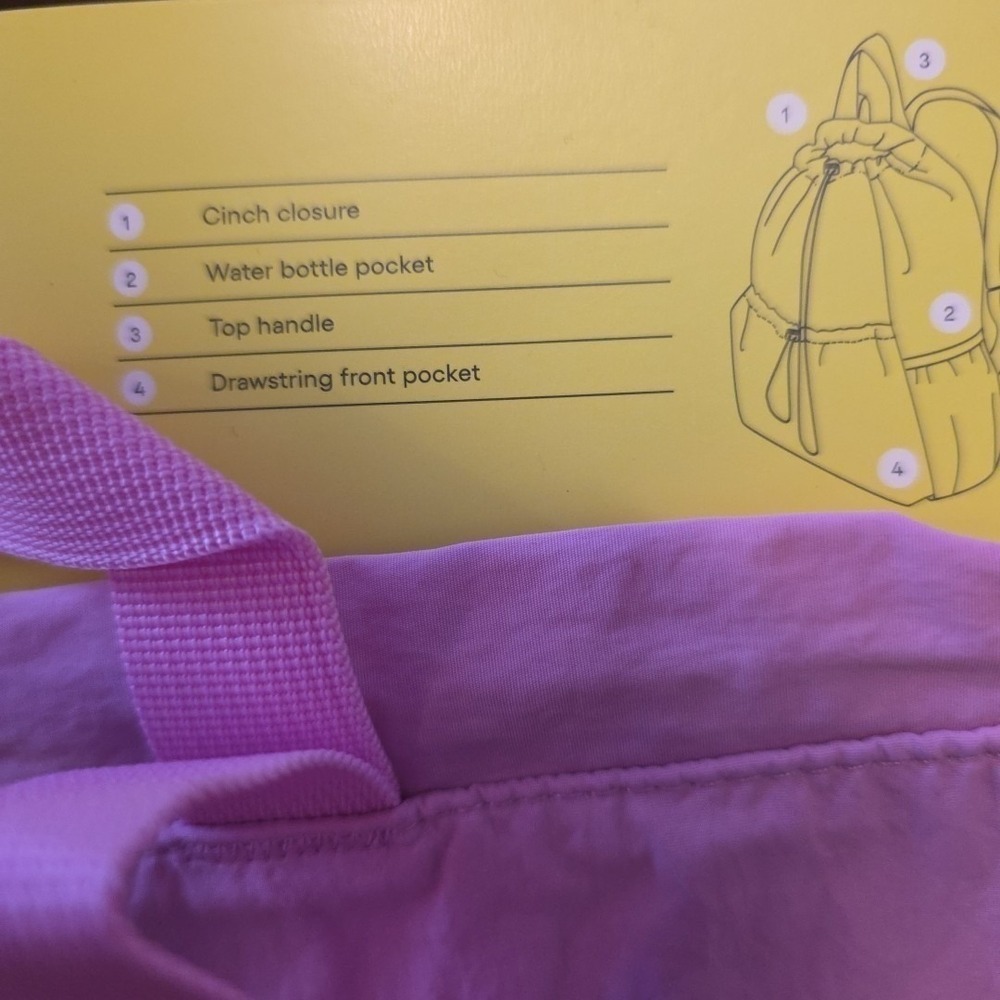 All‎ In Motion Cinch Drawstring Backpack Pink Water Repellent NEW - Picture 5 of 6